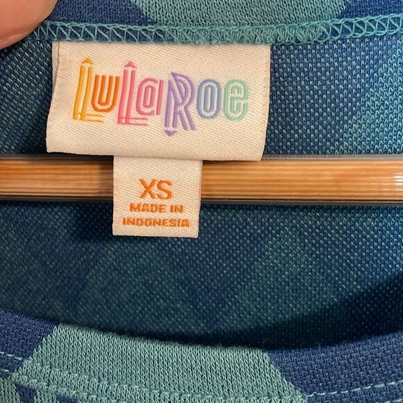 LuLaRoe Blue Geometric Bodycan Dress, Julia, XS - Picture 3 of 6
